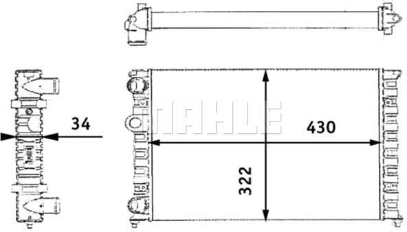 Radiator, engine cooling BEHR CR 364 000S