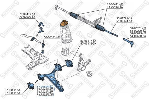 Control/Trailing Arm, wheel suspension 57-01694-SX - image 2