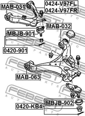 Control/Trailing Arm, wheel suspension 0424-V97FL - image 2