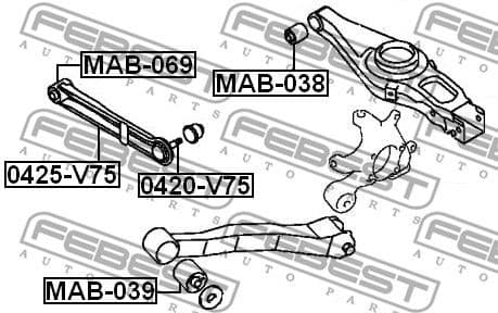 Control/Trailing Arm, wheel suspension 0425-V75