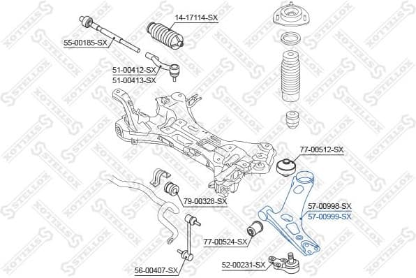 Control/Trailing Arm, wheel suspension 57-00999-SX