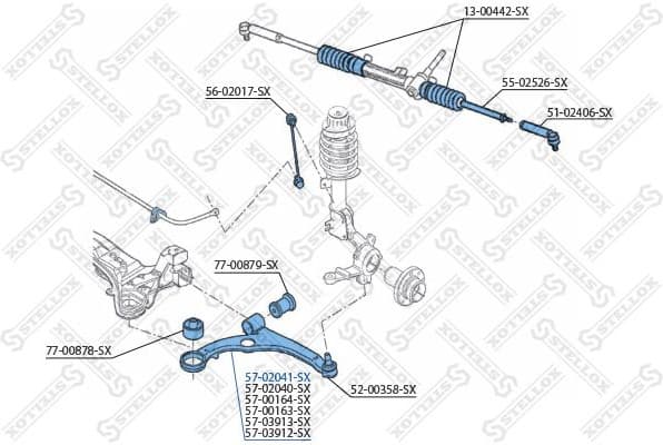 Control/Trailing Arm, wheel suspension 57-02041-SX