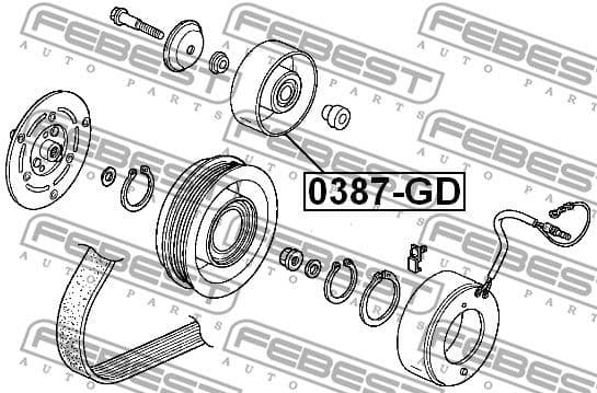 Tensioner Pulley, V-ribbed belt 0387-GD - image 2