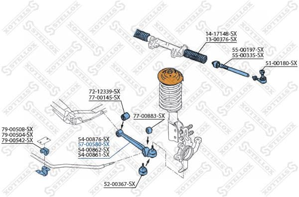 Control/Trailing Arm, wheel suspension 57-00580-SX