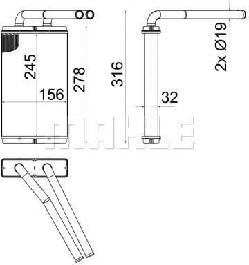 Heat Exchanger, interior heating BEHR AH 268 000S