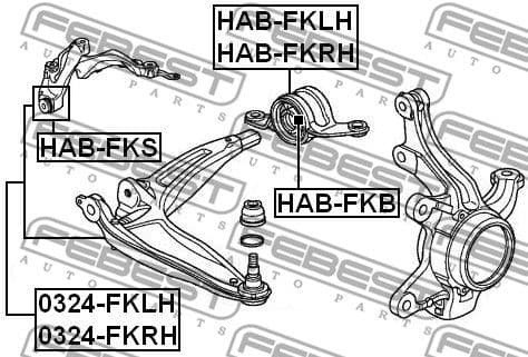 Mounting, control/trailing arm HAB-FKRH - image 2