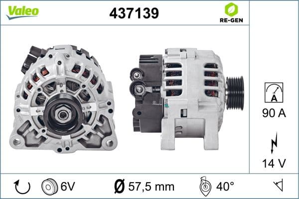 Alternator VALEO RE-GEN REMANUFACTURED 437139