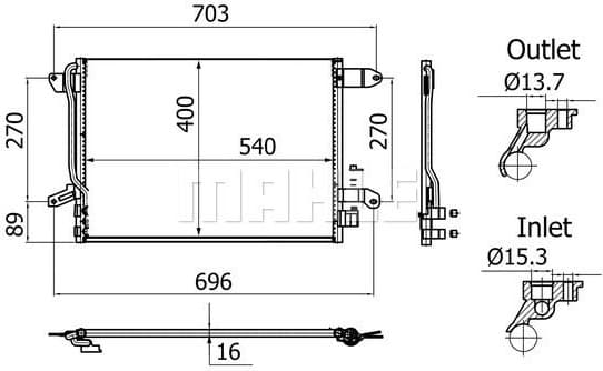Condenser, air conditioning BEHR AC 864 001S