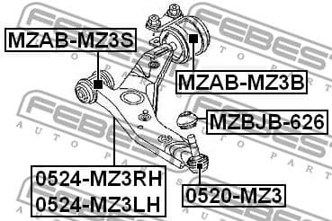 Control/Trailing Arm, wheel suspension 0524-MZ3RH - image 2