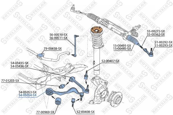Control/Trailing Arm, wheel suspension 54-05054-SX