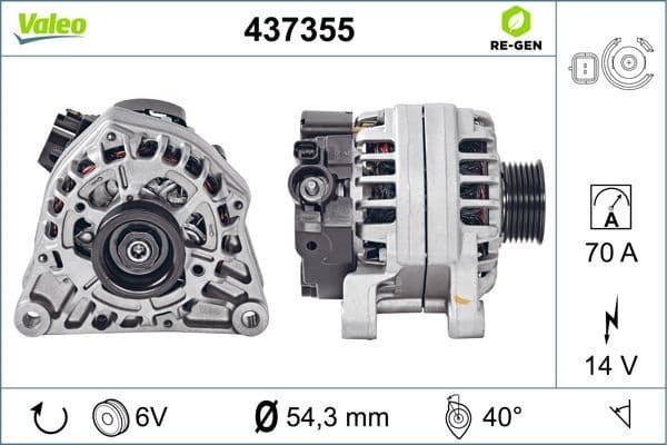 Alternator VALEO RE-GEN REMANUFACTURED 437355