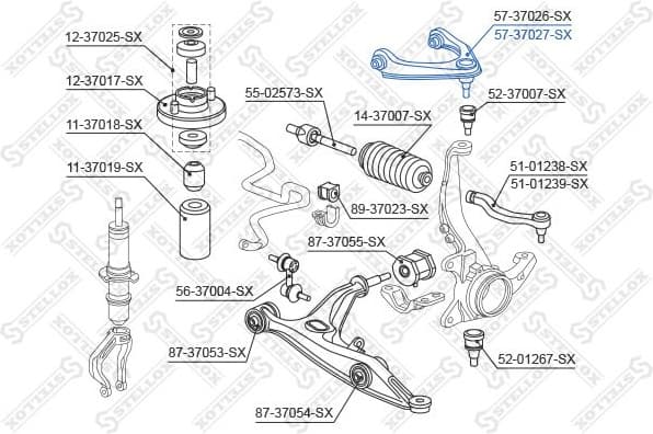 Control/Trailing Arm, wheel suspension 57-37027-SX