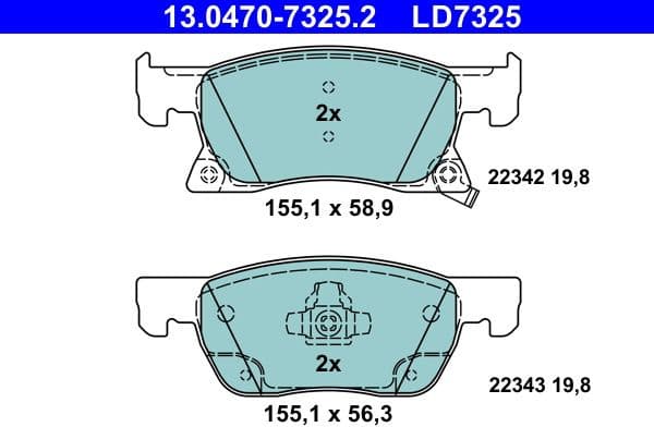 Brake Pad Set, disc brake ATE Ceramic 13.0470-7325.2