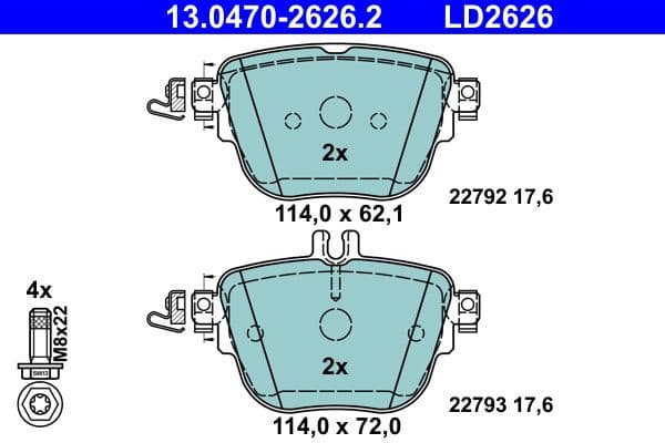 Brake Pad Set, disc brake ATE Ceramic 13.0470-2626.2