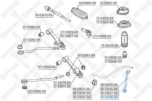 Link/Coupling Rod, stabiliser bar 56-53028-SX