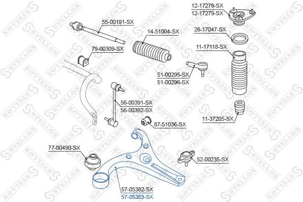 Control/Trailing Arm, wheel suspension 57-05383-SX