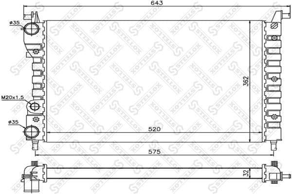 Radiator, engine cooling 10-25734-SX