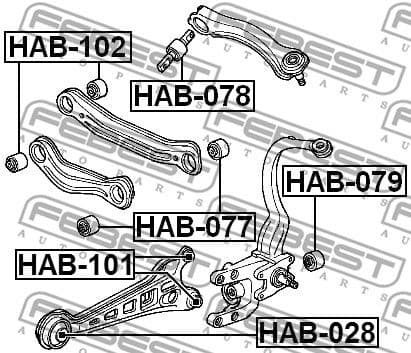 Mounting, control/trailing arm HAB-101