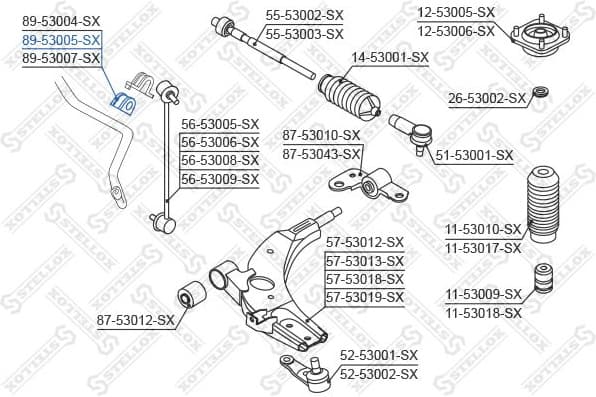 Mounting, stabiliser bar 89-53005-SX