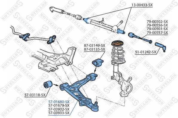 Control/Trailing Arm, wheel suspension 57-01680-SX - image 2