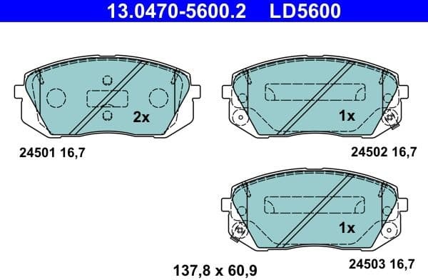 Brake Pad Set, disc brake ATE Ceramic 13.0470-5600.2