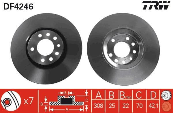 Brake discs kit front (2pcs), Top Quality DF4246 - image 4