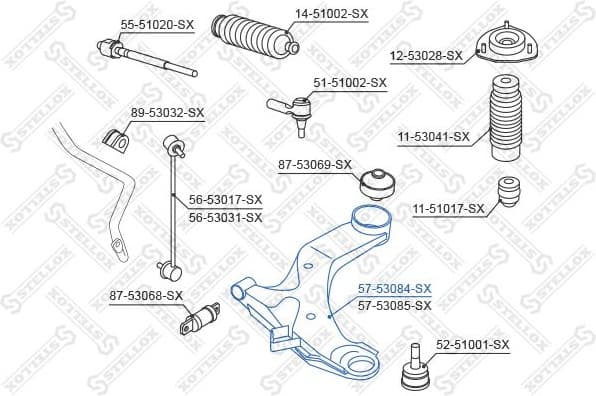 Control/Trailing Arm, wheel suspension 57-53084-SX