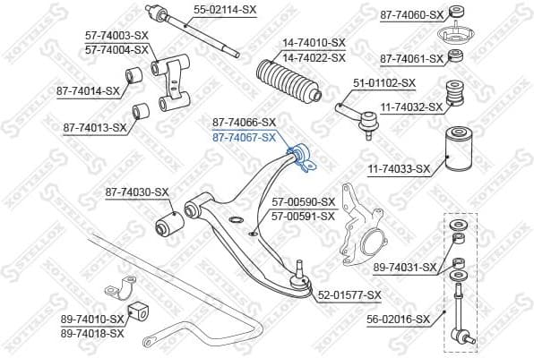 Mounting, control/trailing arm 87-74067-SX