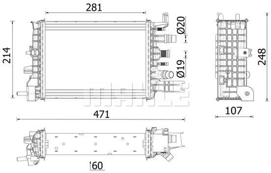 Radiator, engine cooling BEHR *** PREMIUM LINE *** CR 2632 000P