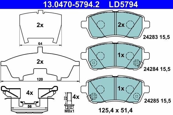 Brake Pad Set, disc brake ATE Ceramic 13.0470-5794.2
