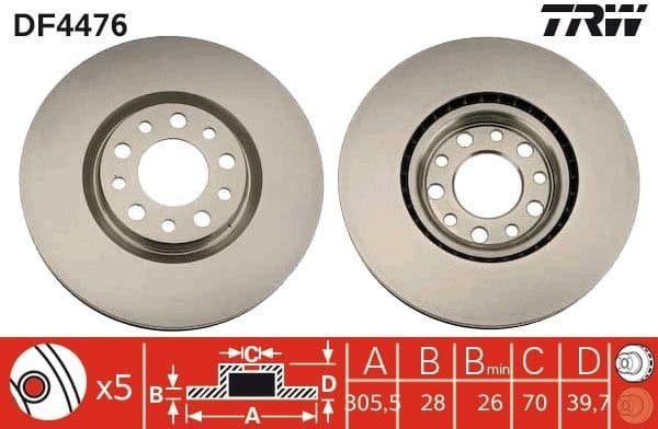 Brake discs kit front (2pcs), Top Quality DF4476