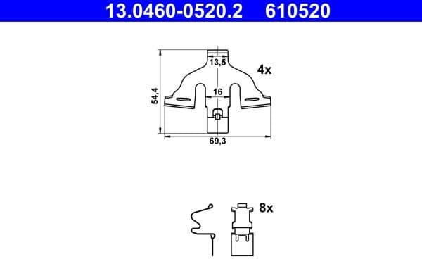 Accessory Kit, disc brake pad 13.0460-0520.2