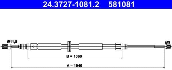 Cable Pull, parking brake 24.3727-1081.2