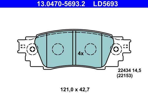 Brake Pad Set, disc brake ATE Ceramic 13.0470-5693.2