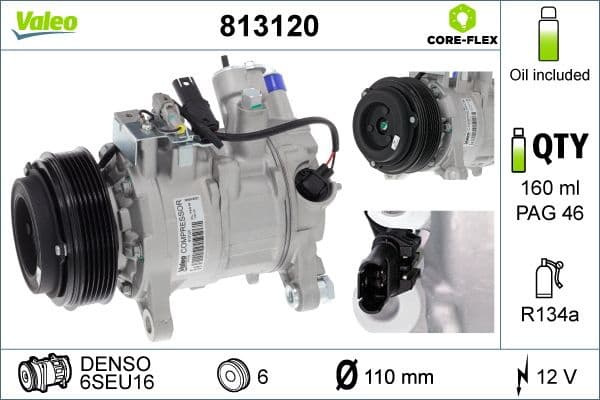 Compressor, air conditioning VALEO CORE-FLEX 813120