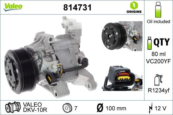 Compressor, air conditioning VALEO ORIGINS NEW OE TECHNOLOGY 814731