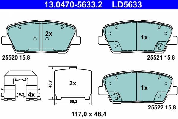 Brake Pad Set, disc brake ATE Ceramic 13.0470-5633.2