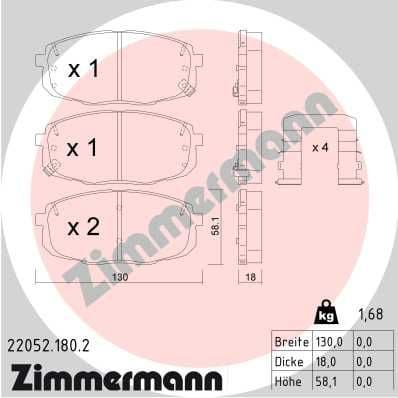 Brake Pad Set, disc brake 22052.180.2