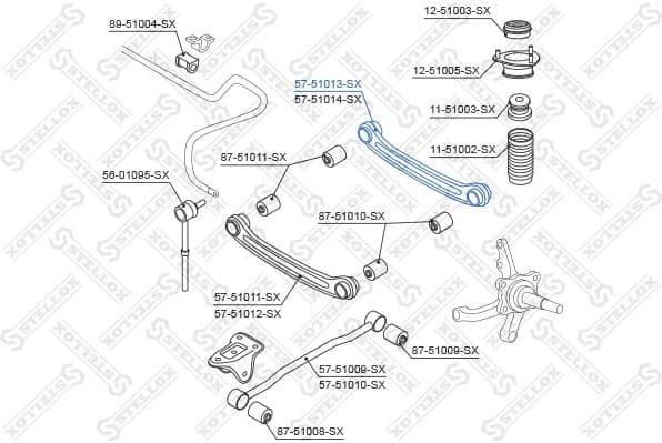 Control/Trailing Arm, wheel suspension 57-51013-SX