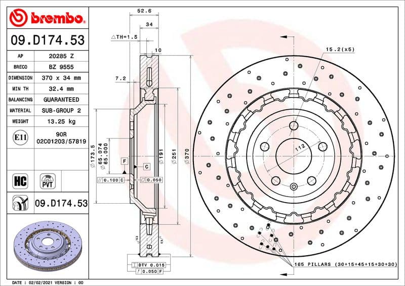 Brake Disc PRIME LINE - Dual Cast 09.D174.53