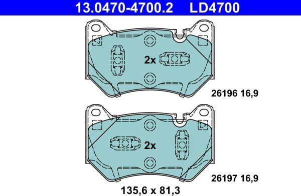 Brake Pad Set, disc brake ATE Ceramic 13.0470-4700.2