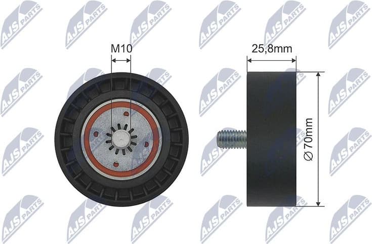 Deflection/Guide Pulley, V-ribbed belt RNK-DW-006