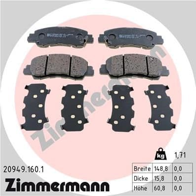 Brake Pad Set, disc brake 20949.160.1