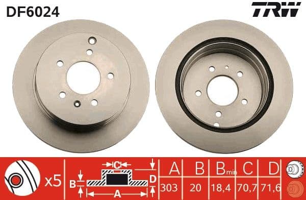 Brake discs kit rear, (2pcs), Top Quality DF6024