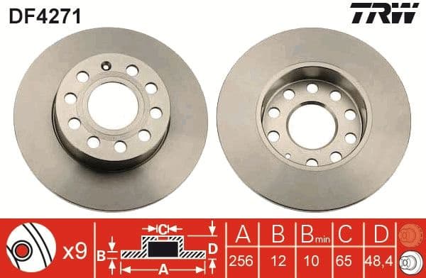 Brake discs kit rear, (2pcs), Top Quality DF4271