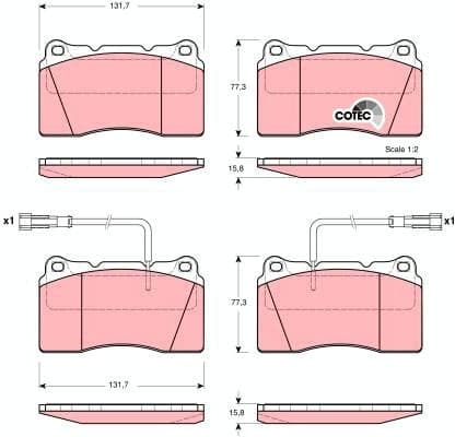 Brake Pad Set, disc brake COTEC GDB1363 - image 3