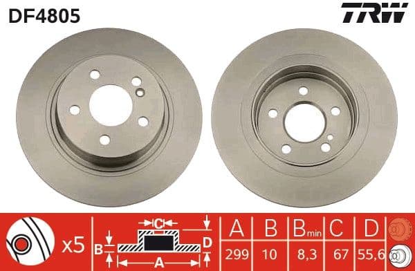 Brake discs kit rear, (2pcs), Top Quality DF4805 - image 2