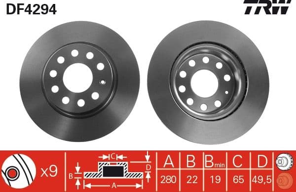 Brake discs kit front (2pcs), Top Quality DF4294