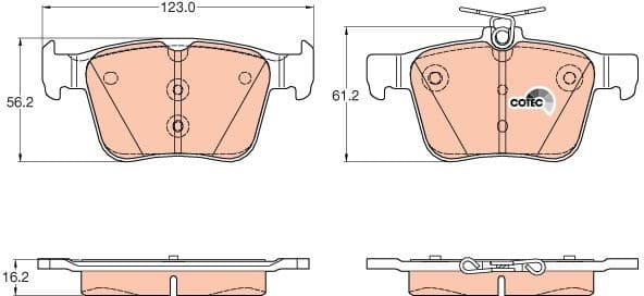 Brake pads rear, Top Quality GDB1957