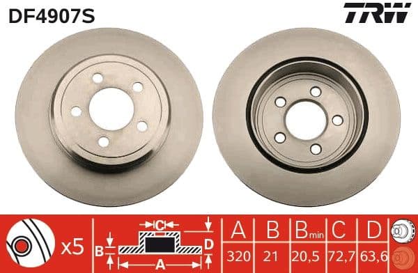 Brake Disc TRW SINGLE DF4907S - image 3